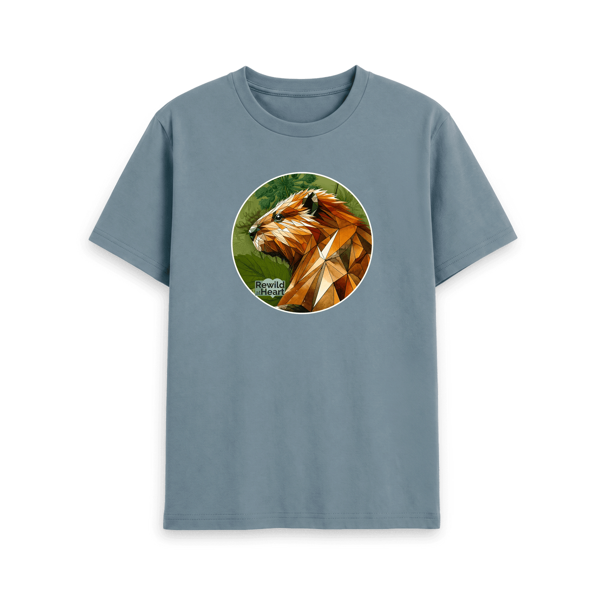 Stone Blue Printed T-shirt Front