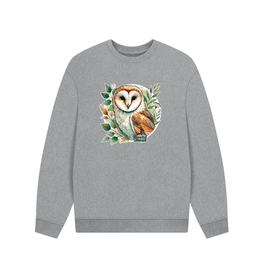 Athletic Grey Barn Owl Woodland Men's Oversized Sweater