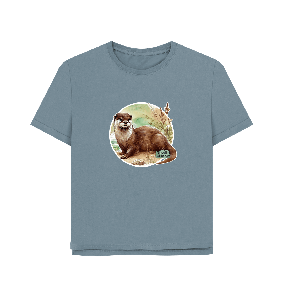 Stone Blue Riverside Otter Women's Relaxed-Fit T-Shirt