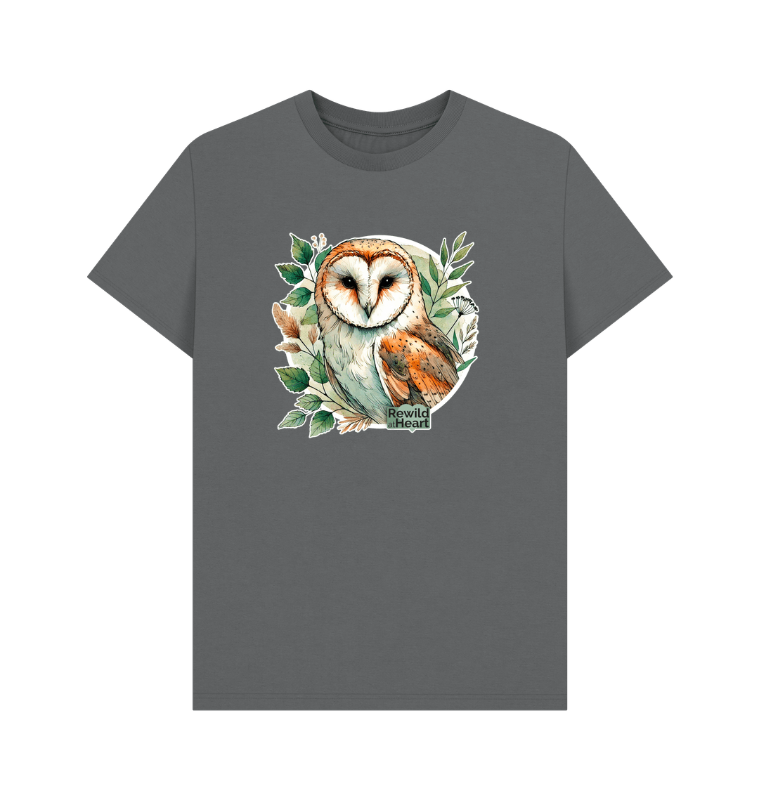 Slate Grey Barn Owl Woodland Men's T-Shirt