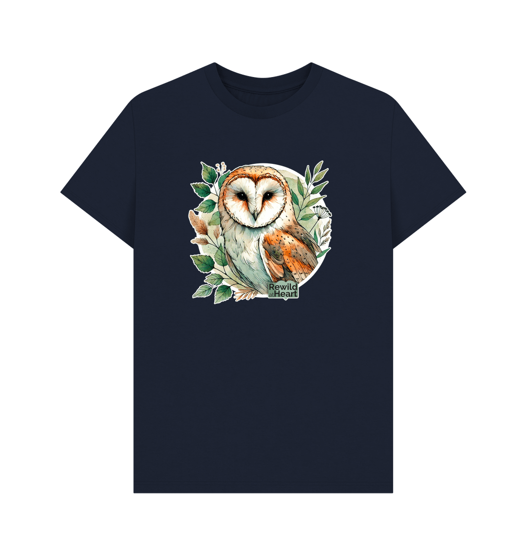 Navy Blue Barn Owl Woodland Men's T-Shirt