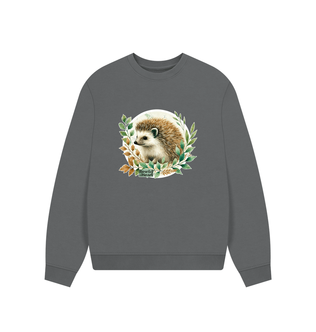 Slate Grey Hedgehog Harmony Women's Oversized Jumper