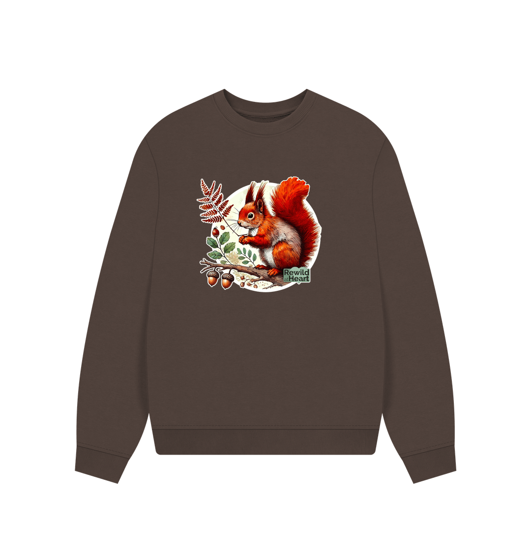 Chocolate Red Squirrel Oak Women's Oversized Jumper
