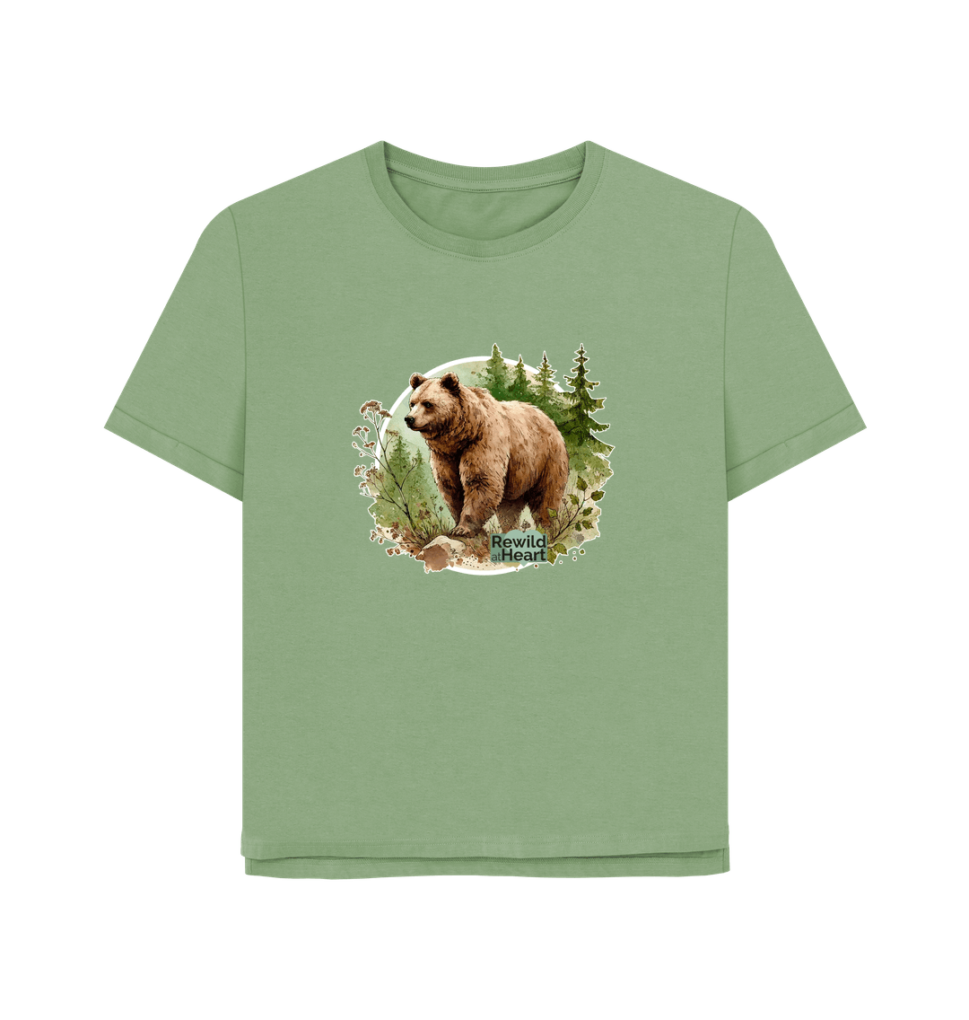 Sage Brown Bear Wilderness Women's Relaxed-Fit T-Shirt