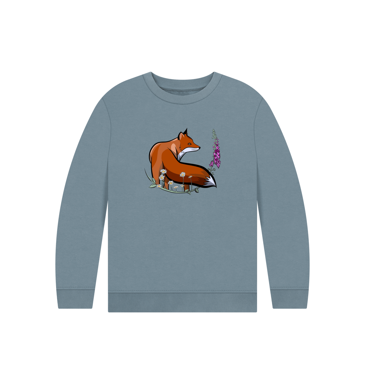 Stone Blue Printed Kids Jumper Front