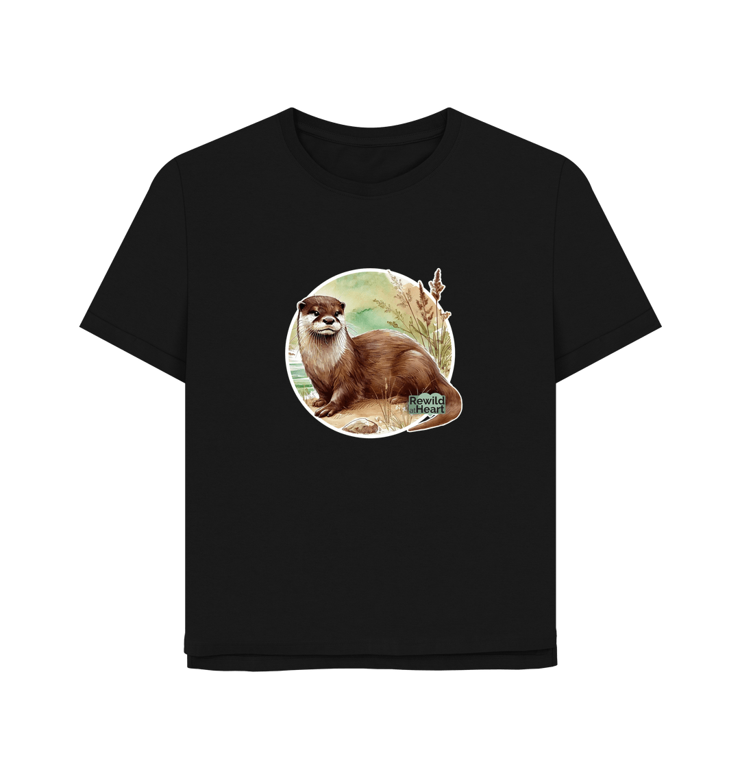 Black Riverside Otter Women's Relaxed-Fit T-Shirt