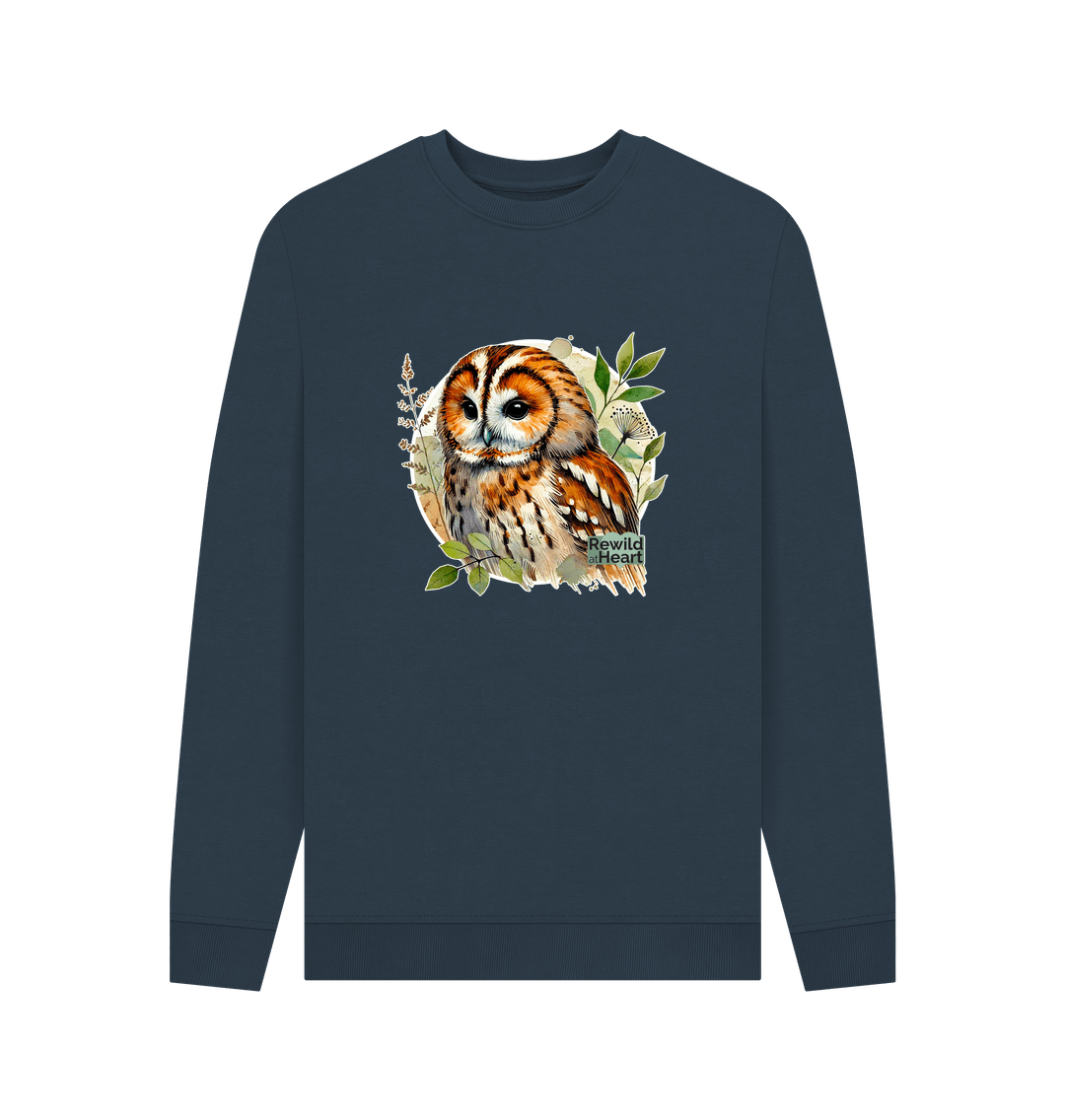 Navy Blue Tawny Owl Forest Men's Sweater