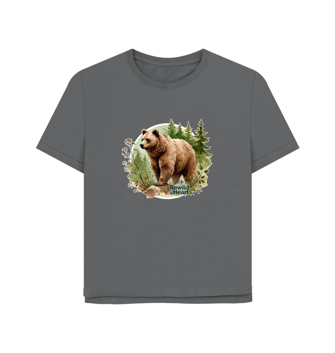 Slate Grey Brown Bear Wilderness Women's Relaxed-Fit T-Shirt