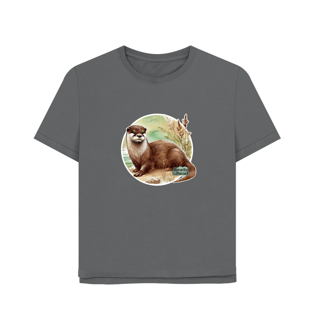 Slate Grey Riverside Otter Women's Relaxed-Fit T-Shirt