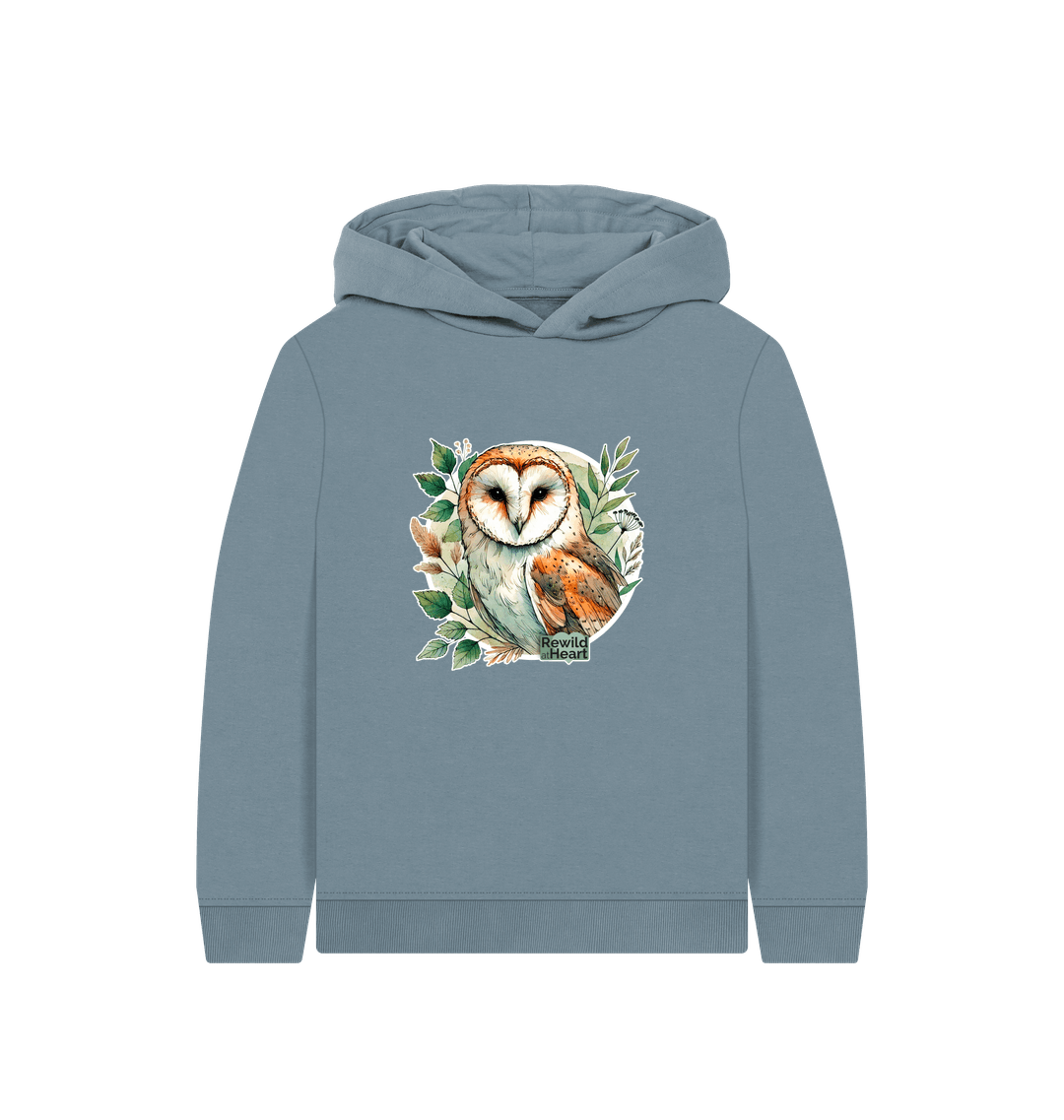 Stone Blue Printed Kids Hoodie