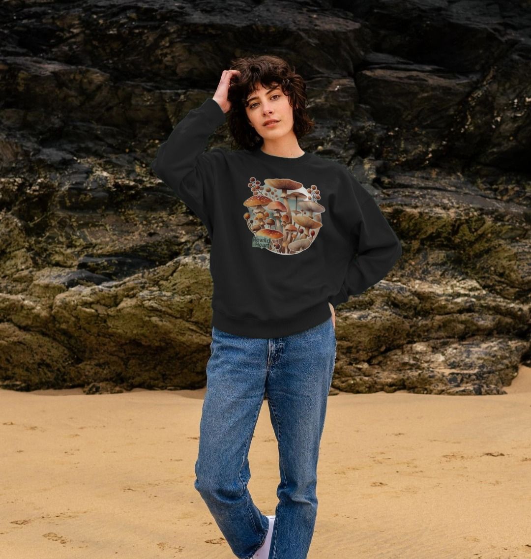 Mushroom Bloom Women's Oversized Jumper