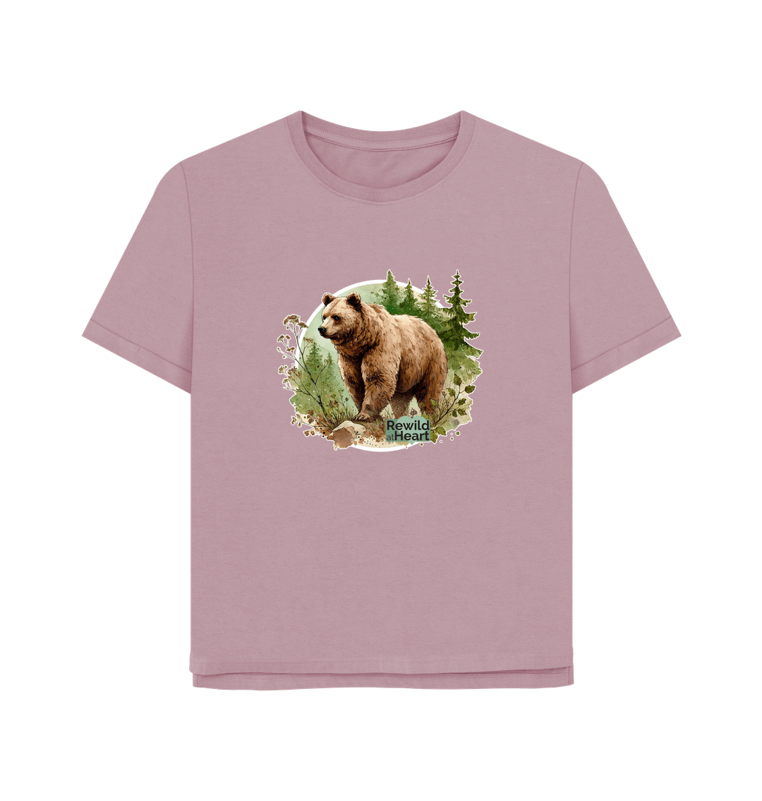 Mauve Brown Bear Wilderness Women's Relaxed-Fit T-Shirt