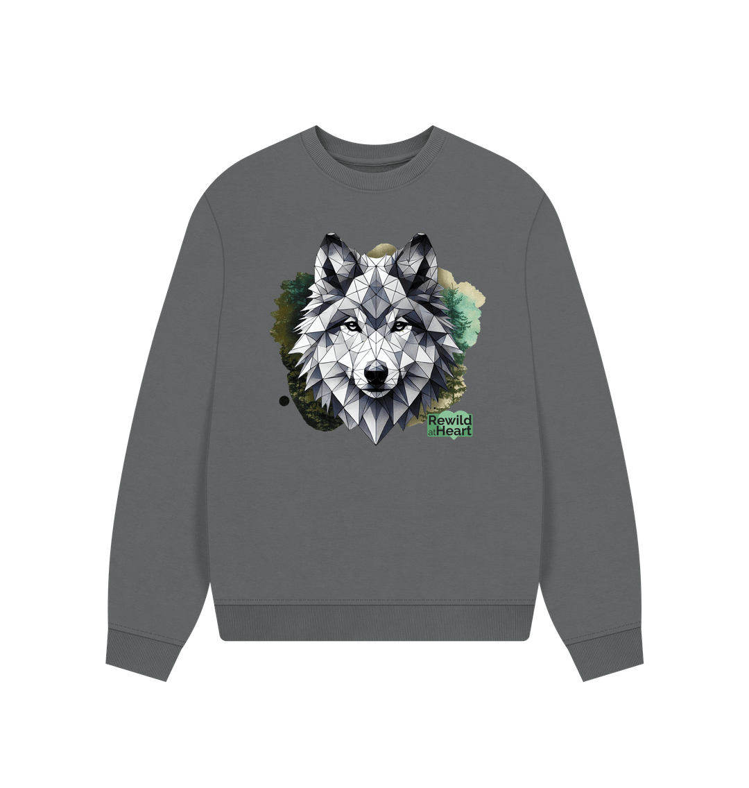Slate Grey Wolf Wilderness Women's Oversized Jumper