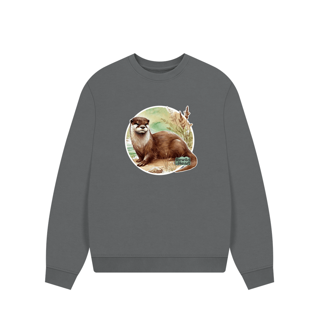 Slate Grey Riverside Otter Women's Oversized Jumper