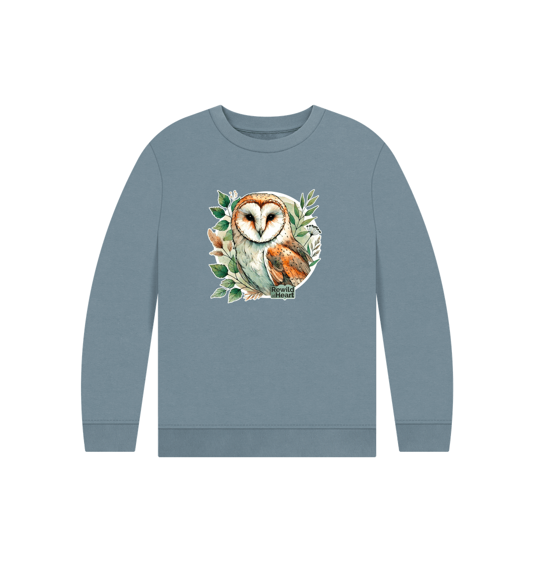 Stone Blue Printed Kids Jumper