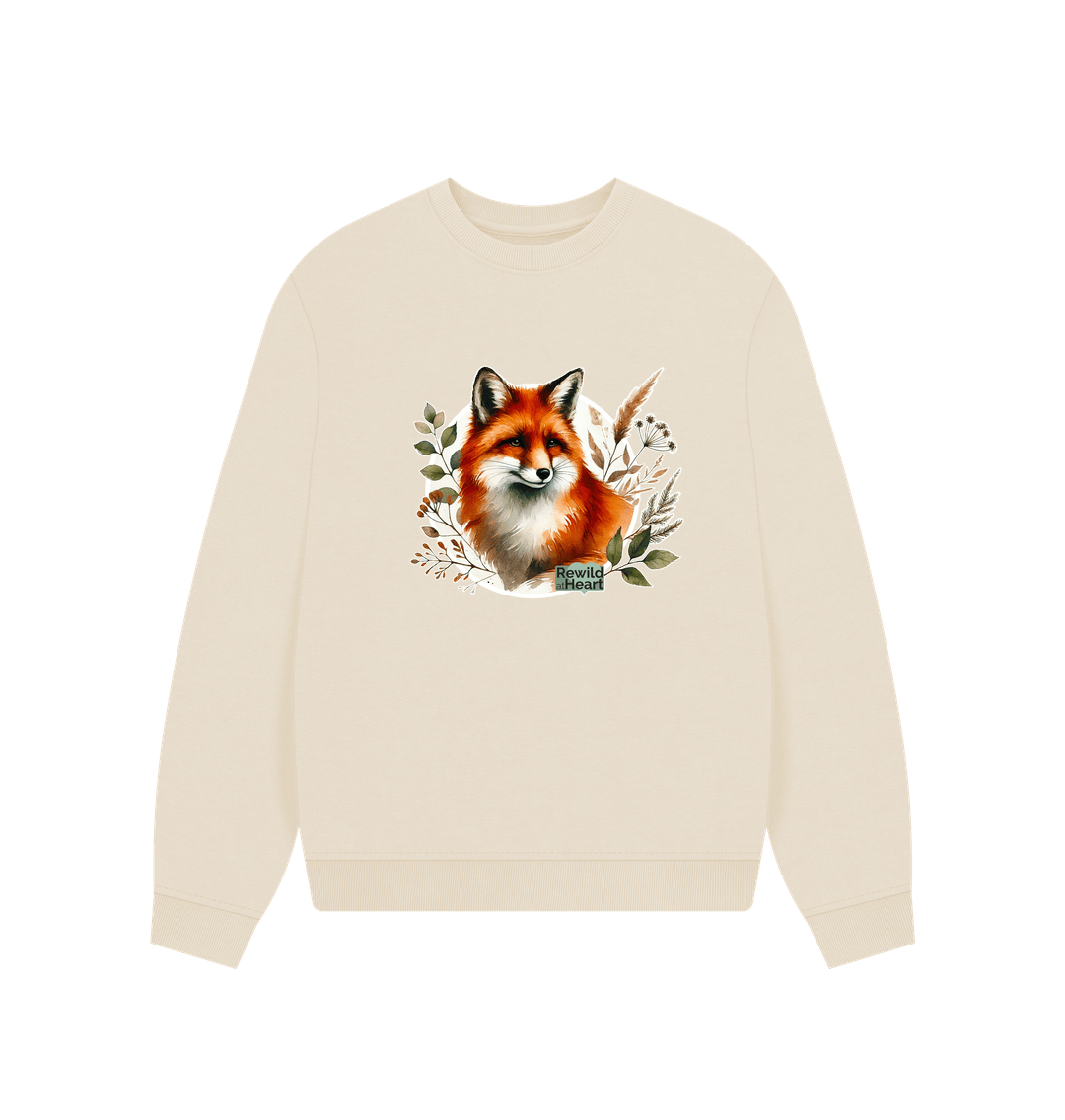 Oat Woodland Fox Women's Oversized Jumper