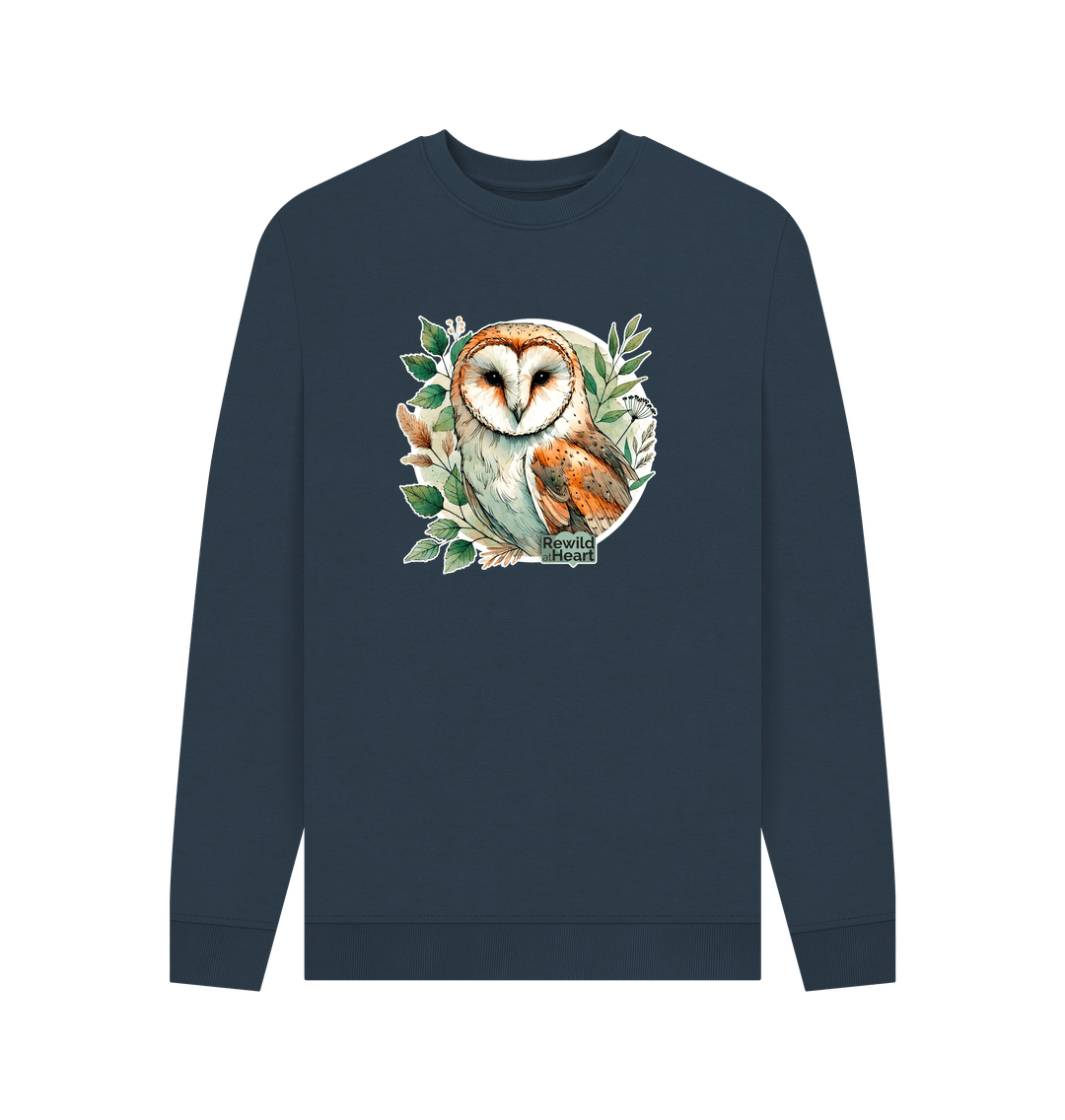 Navy Blue Barn Owl Woodland Men's Sweater