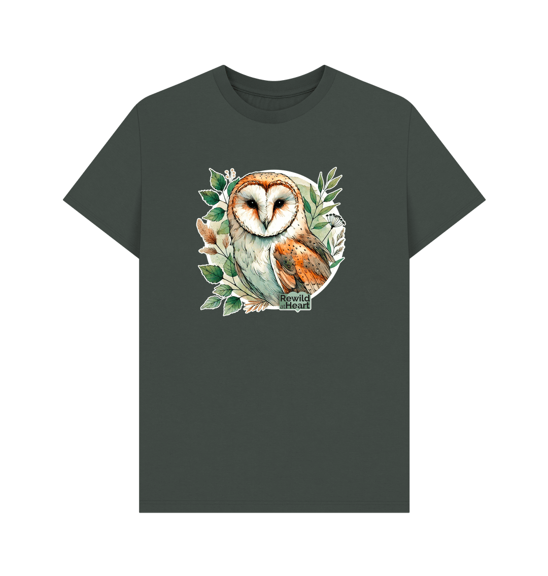 Dark Grey Barn Owl Woodland Men's T-Shirt