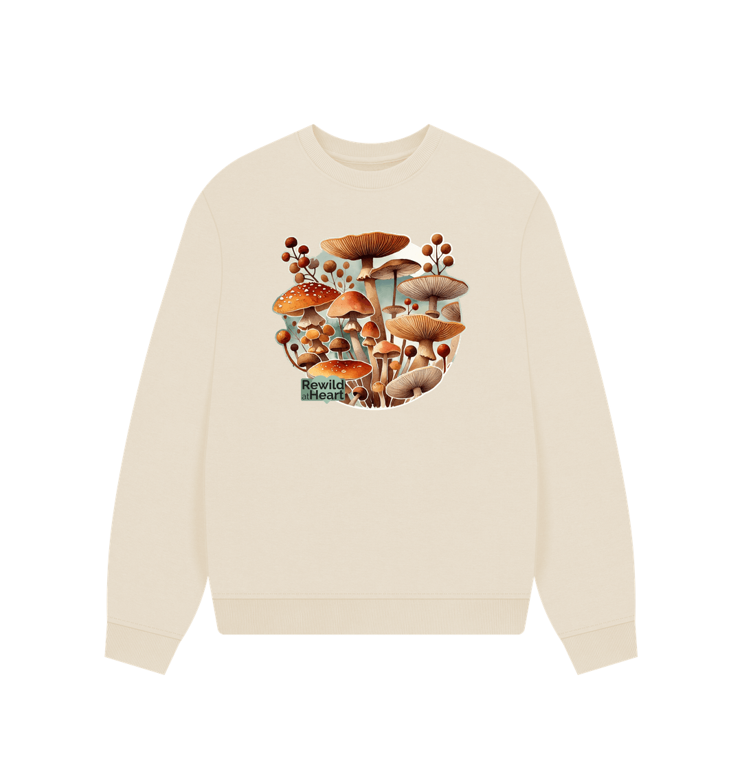 Oat Mushroom Bloom Women's Oversized Jumper