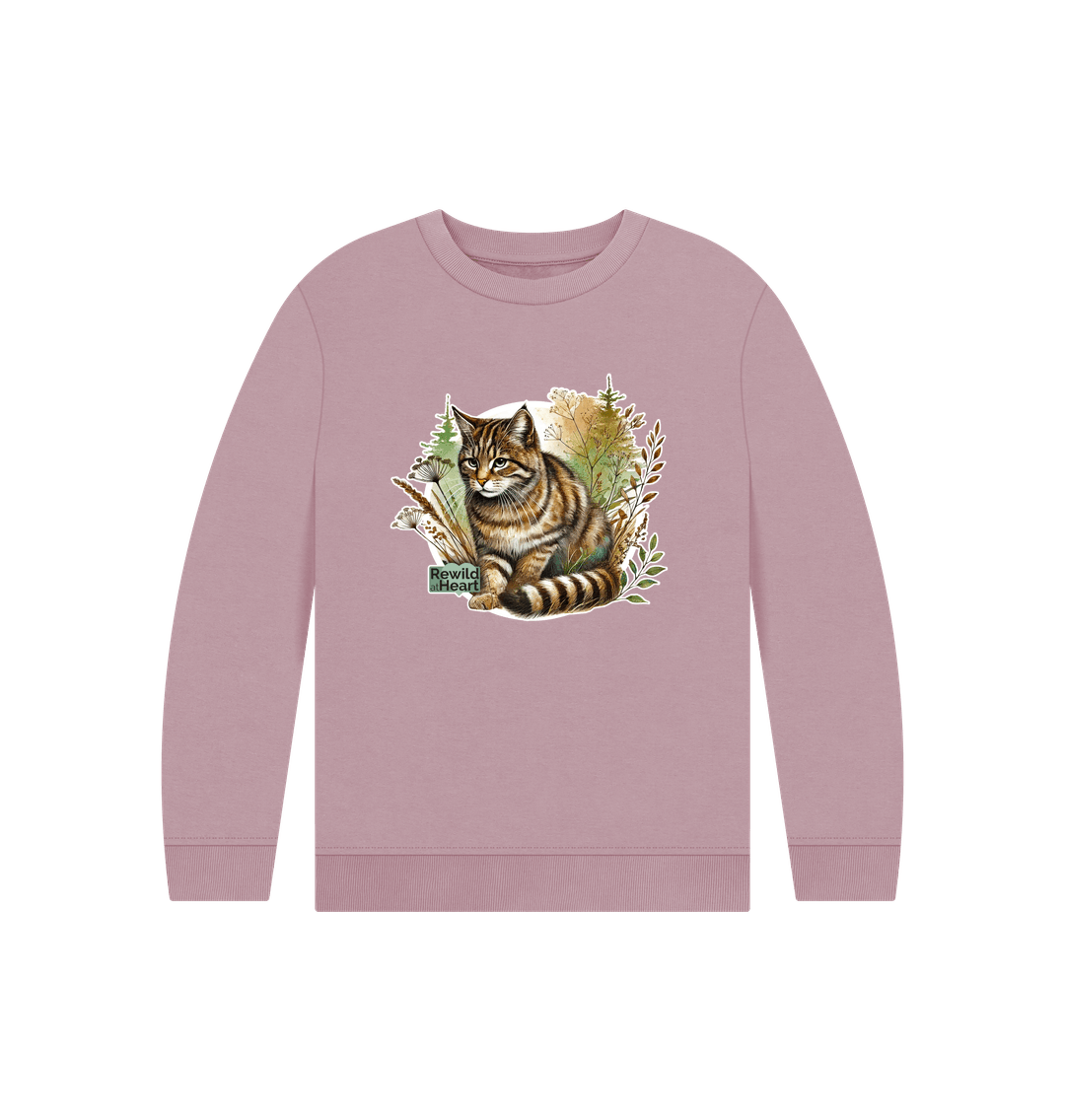 Mauve Wildcat Wilderness Kids Jumper