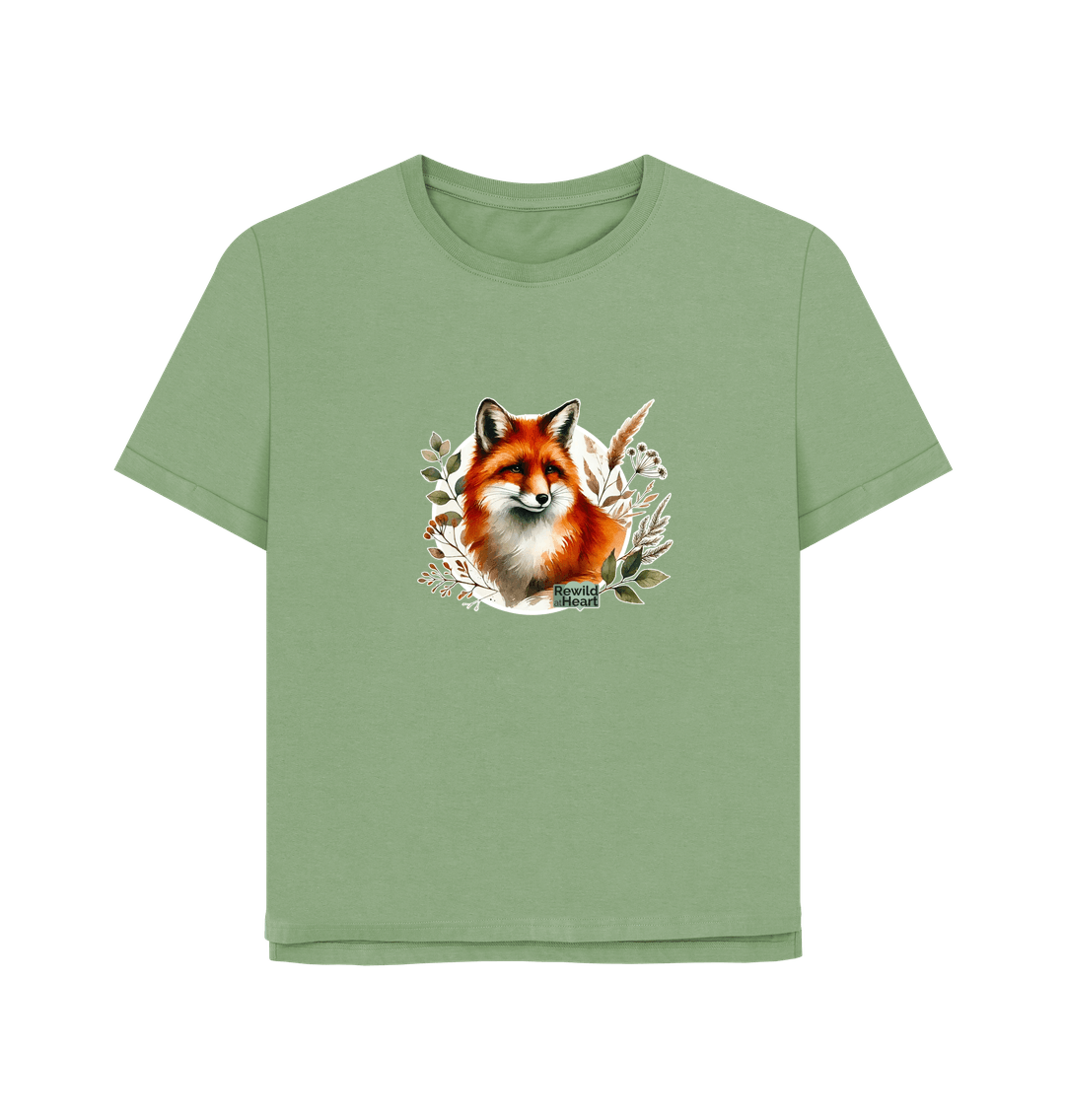 Sage Woodland Fox Women's Relaxed-Fit T-Shirt