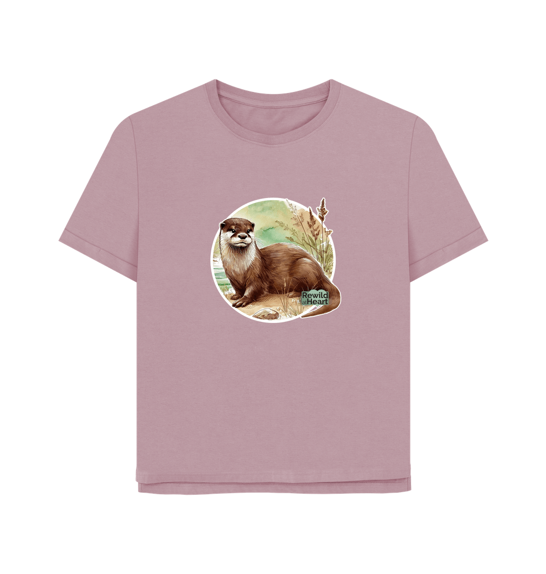 Mauve Riverside Otter Women's Relaxed-Fit T-Shirt