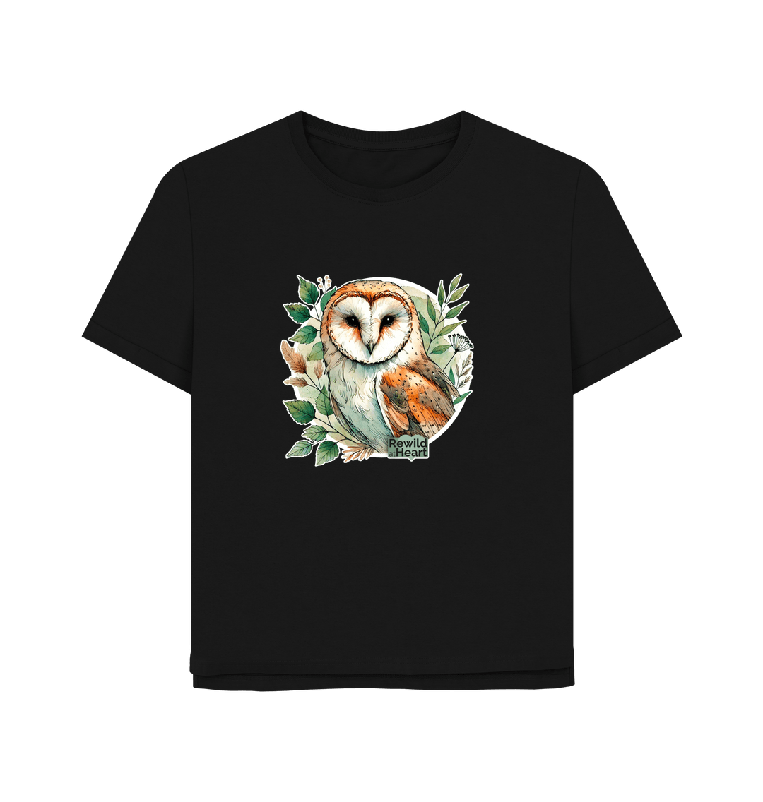 Black Barn Owl Woodland Women's Relaxed-Fit T-Shirt