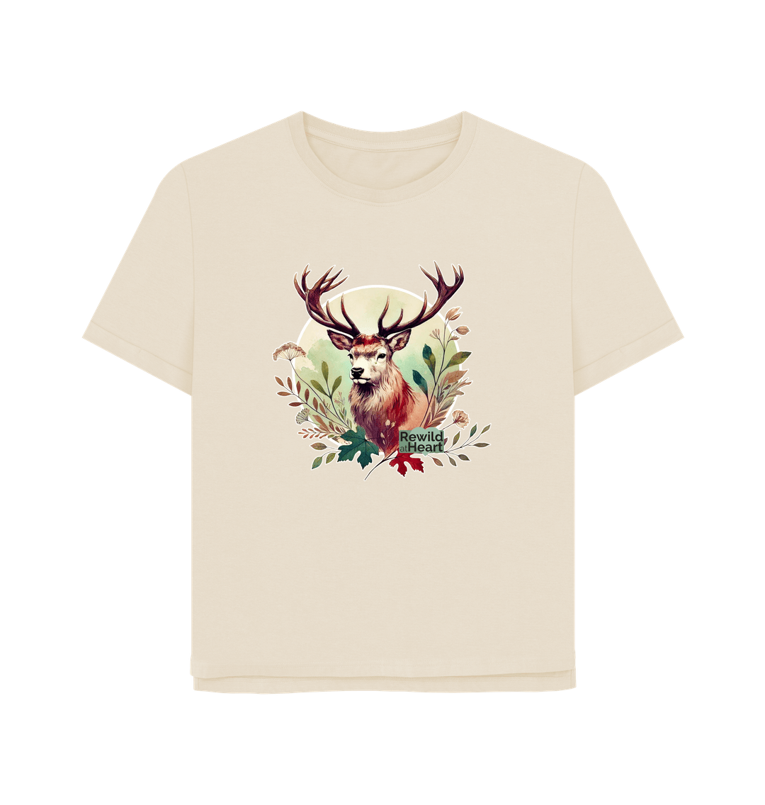 Oat Red Deer Stag Spirit Women's Relaxed-Fit T-Shirt