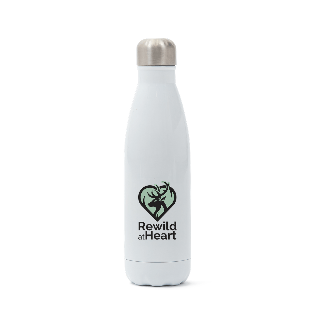 White Rewild at Heart Stainless Steel Water Bottle