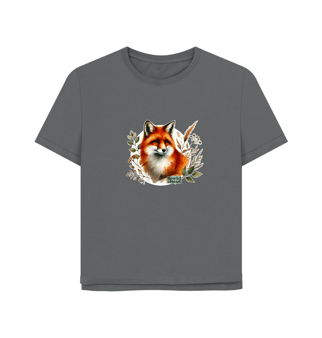 Slate Grey Woodland Fox Women's Relaxed-Fit T-Shirt