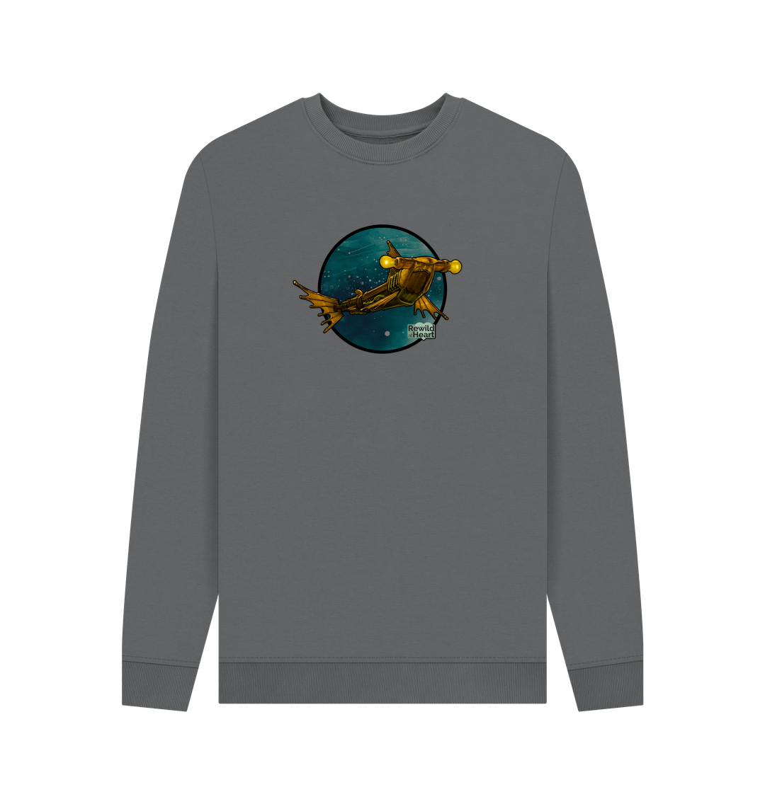 Slate Grey Steampunk Hammerhead Shark Men's Sweater