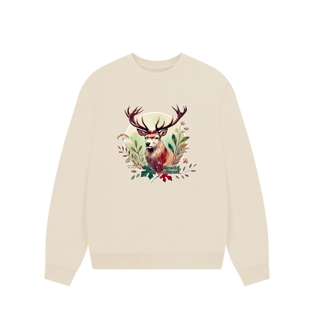 Oat Red Deer Stag Spirit Women's Oversized Jumper