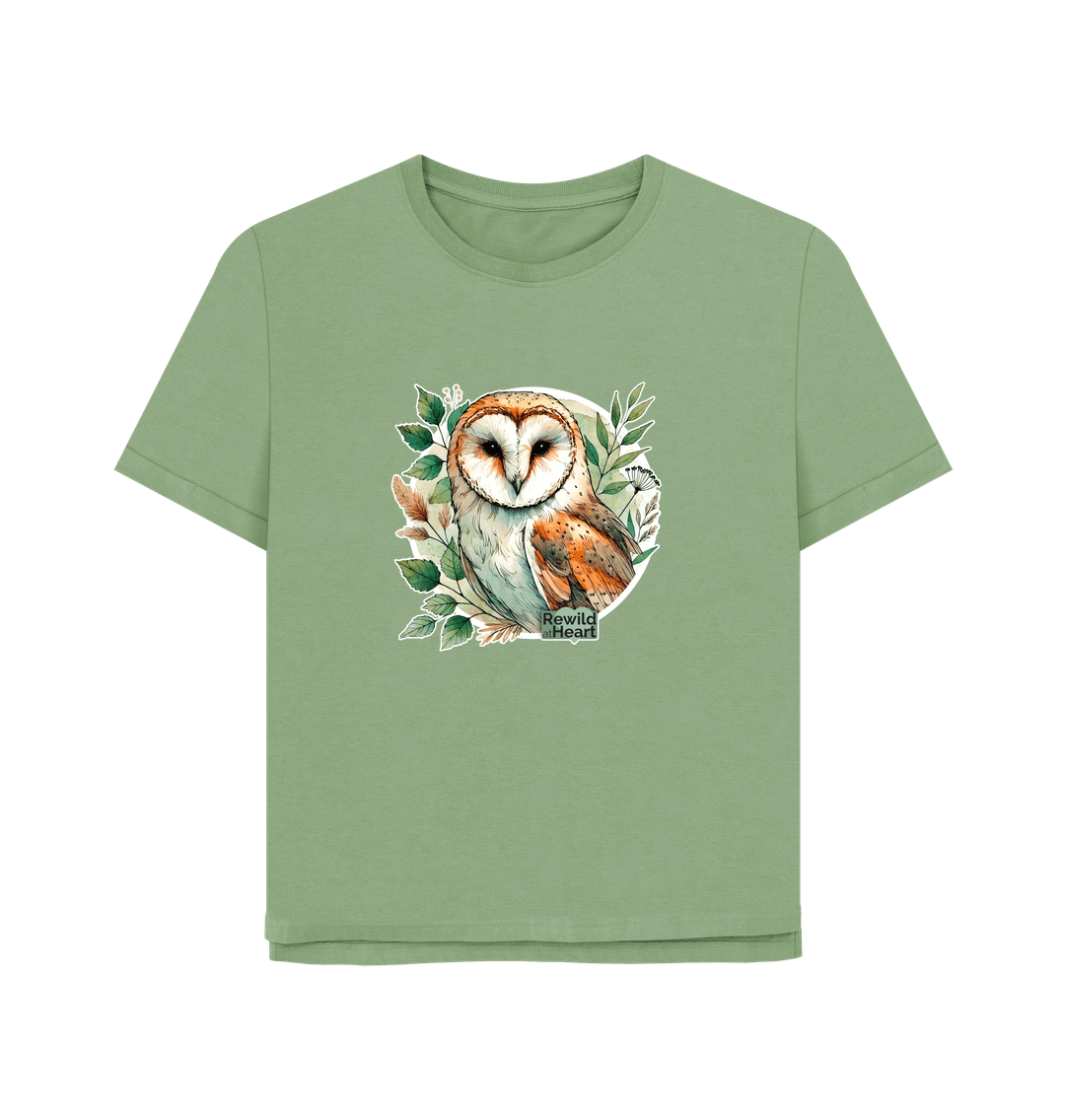 Sage Barn Owl Woodland Women's Relaxed-Fit T-Shirt
