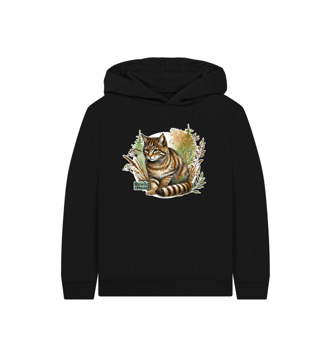 Black Wildcat Wilderness Kids Hoodie