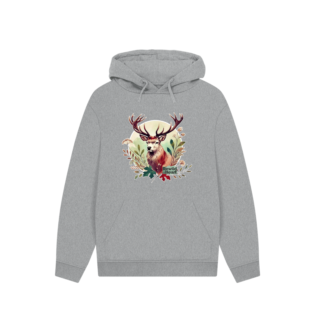 Athletic Grey Red Deer Stag Spirit Hoodie