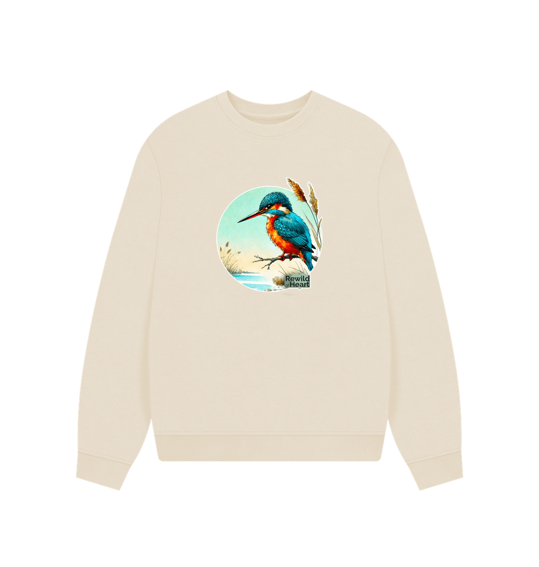 Oat Kingfisher in the Reeds Women's Oversized Jumper