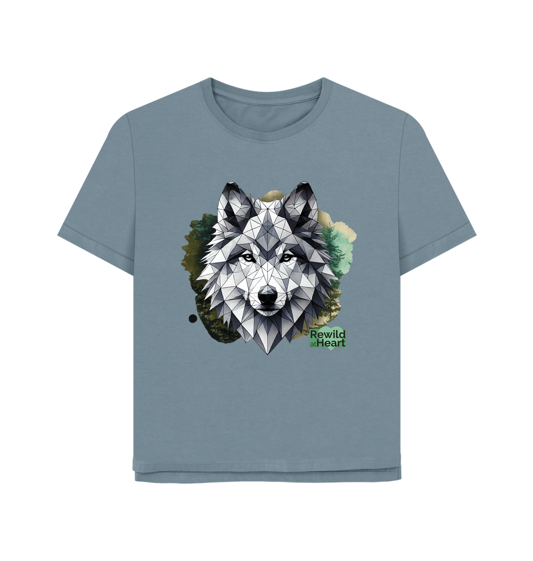 Stone Blue Wolf Wilderness Women's Relaxed-Fit T-Shirt