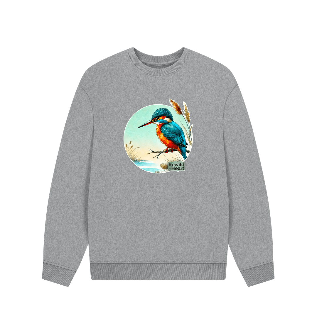 Athletic Grey Kingfisher in the Reeds Men's Oversized Sweater