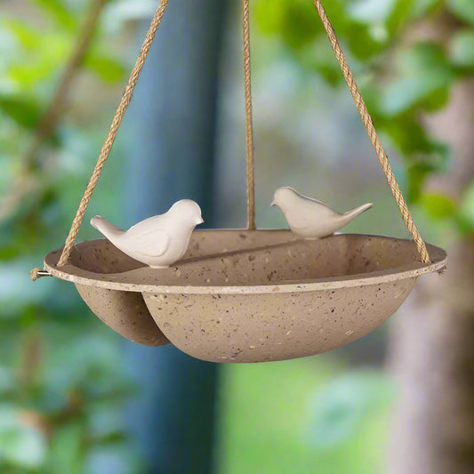 Hanging Bird Bath & Feeder, made from Coffee Husks