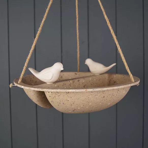 Hanging Bird Bath & Feeder, made from Coffee Husks