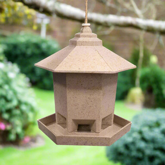 Hexagonal Hanging Bird Feeder, made from Chaff