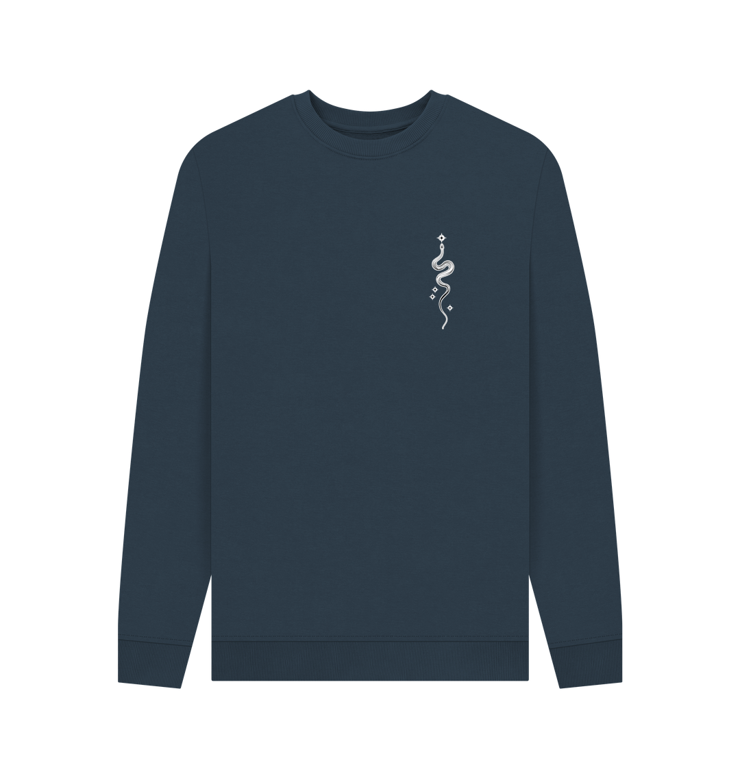Navy Blue Starry Snake Accent Pocket Men's Sweater