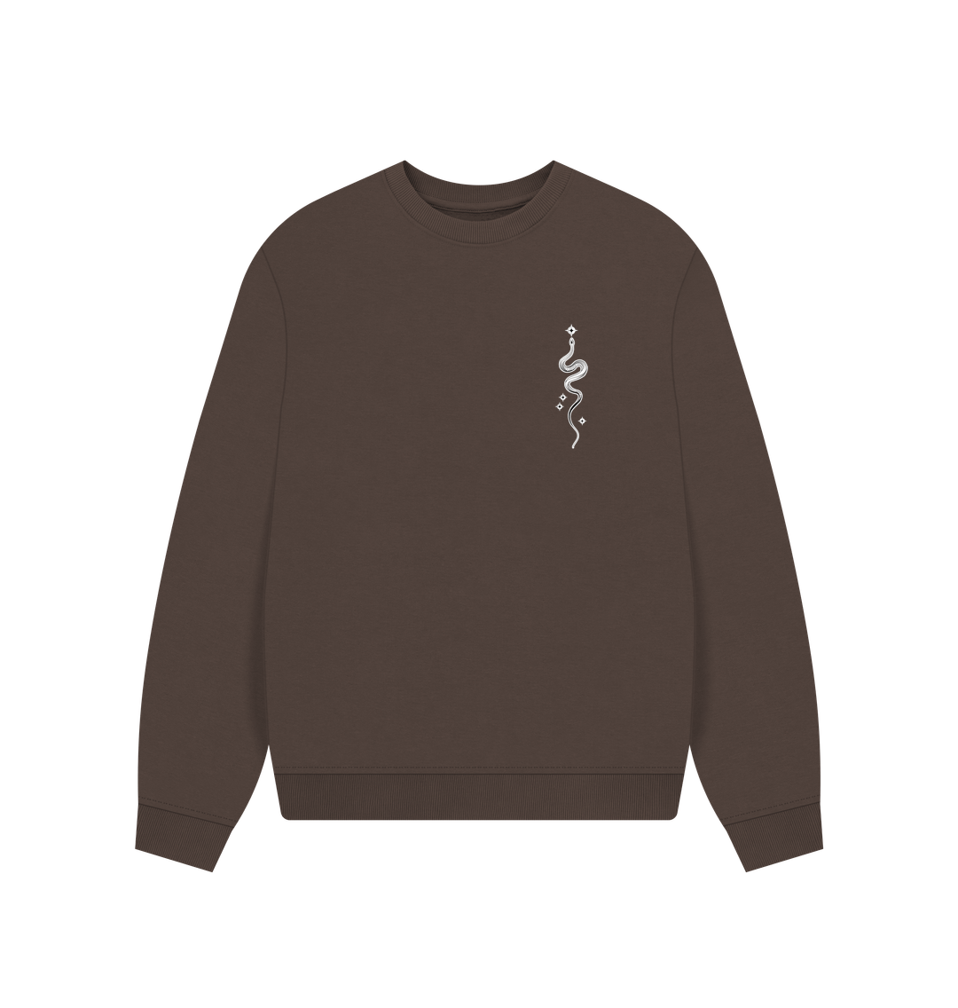 Chocolate Starry Snake Accent Pocket Women's Oversized Jumper