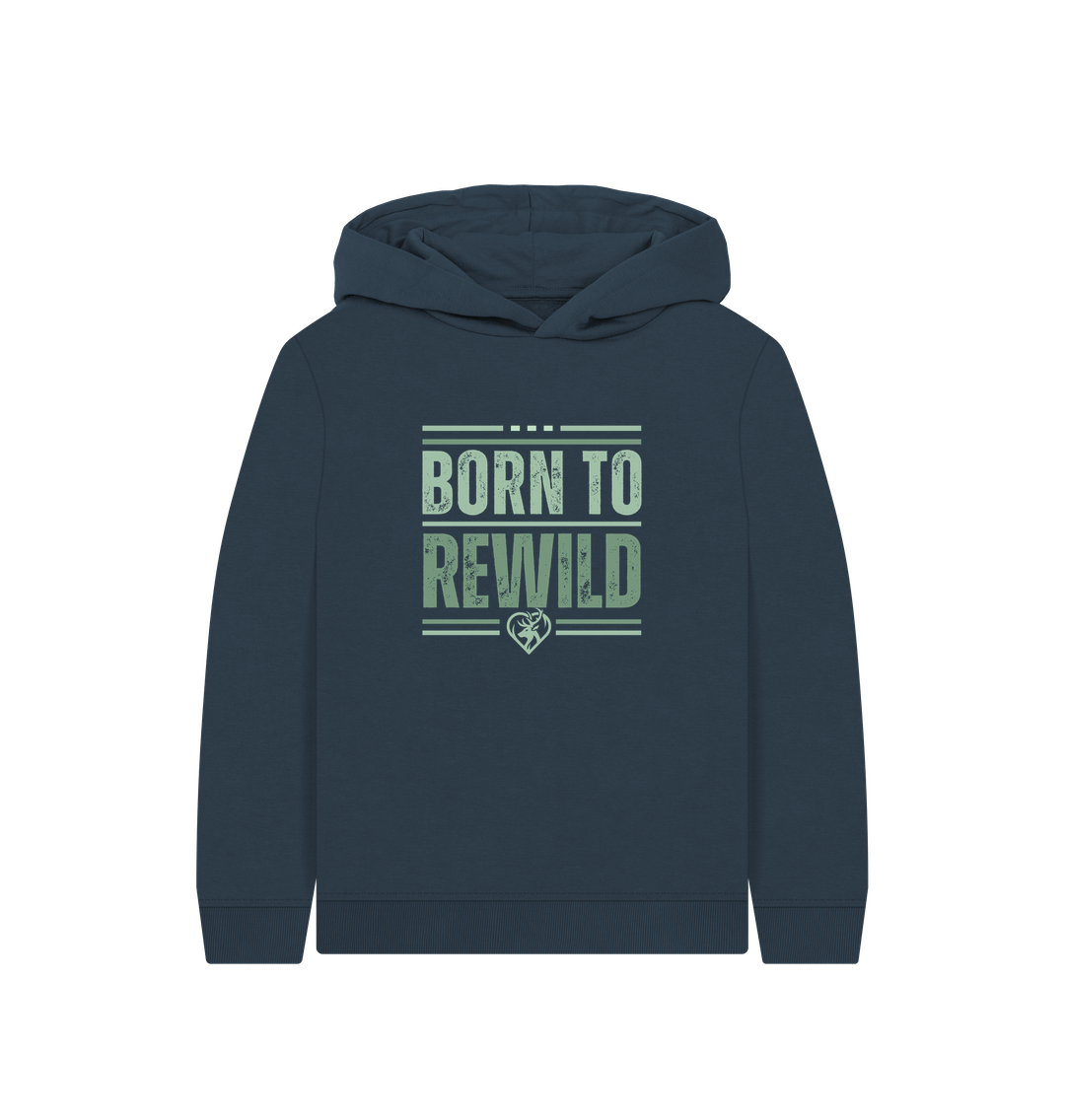 Navy Blue Born to Rewild Kids Hoodie