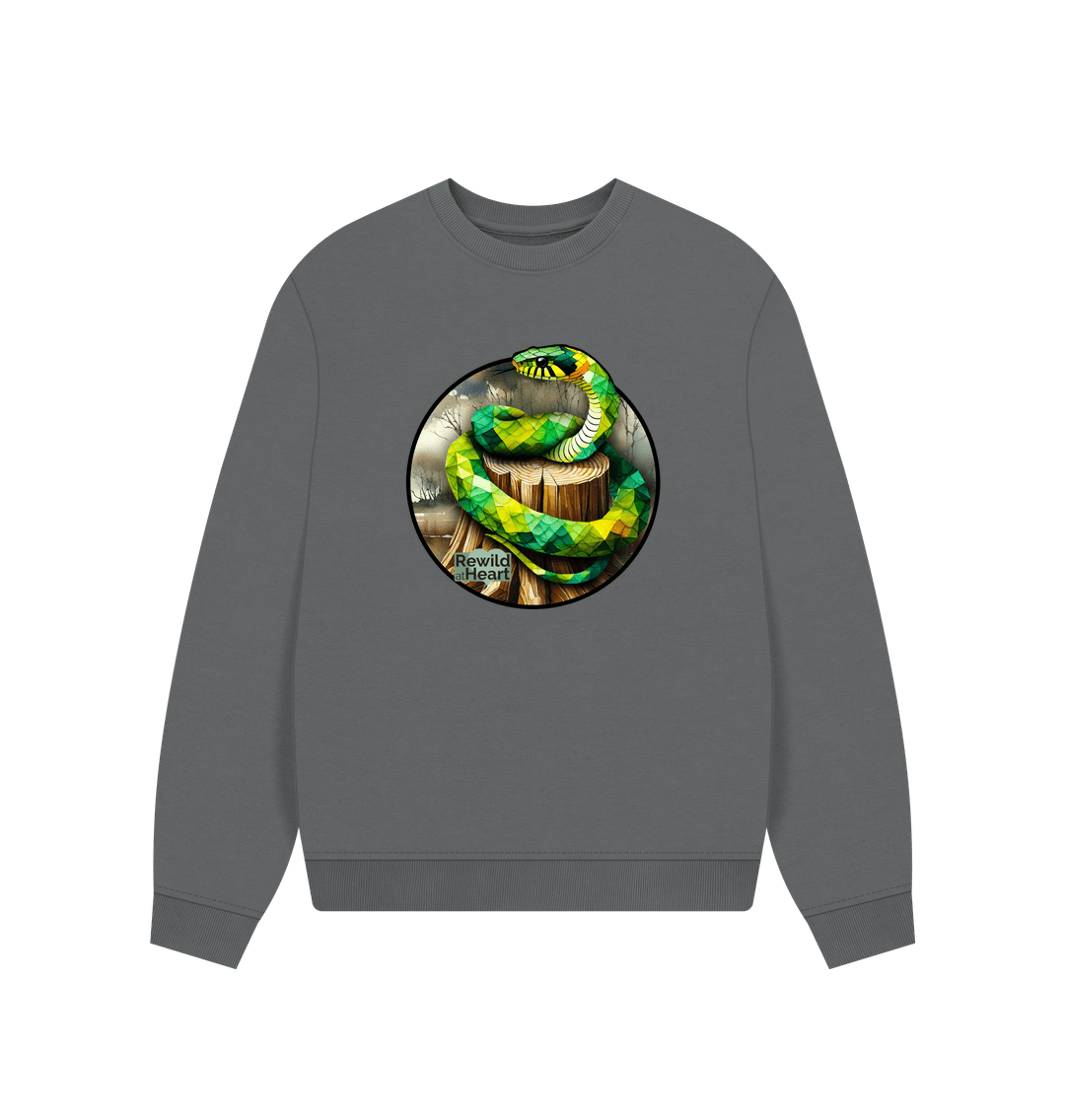 Slate Grey Grass Snake Marsh Women's Oversized Jumper