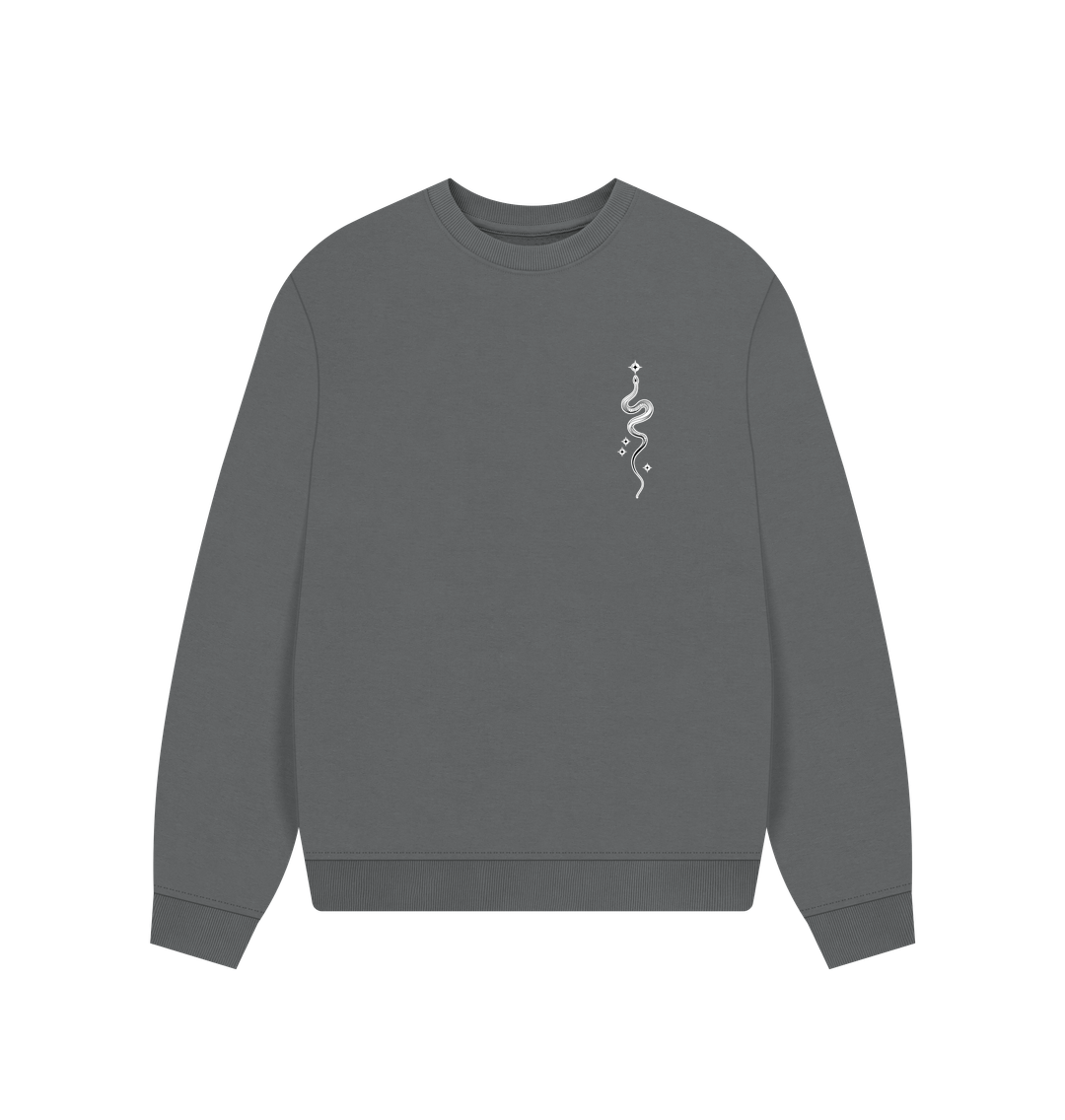 Slate Grey Starry Snake Accent Pocket Women's Oversized Jumper
