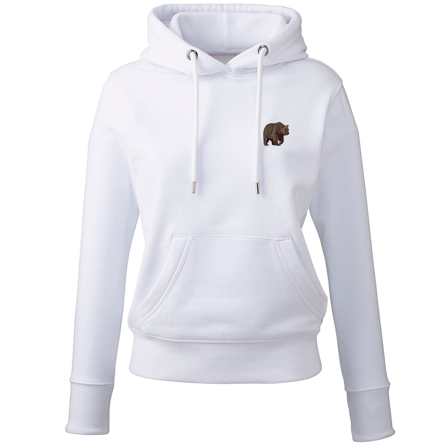 Brown Bear Embroidered Ladies Hoodie