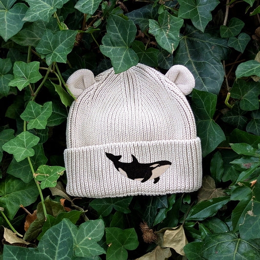 Orca Embroidered Baby Bear Beanie (up to 2 years)