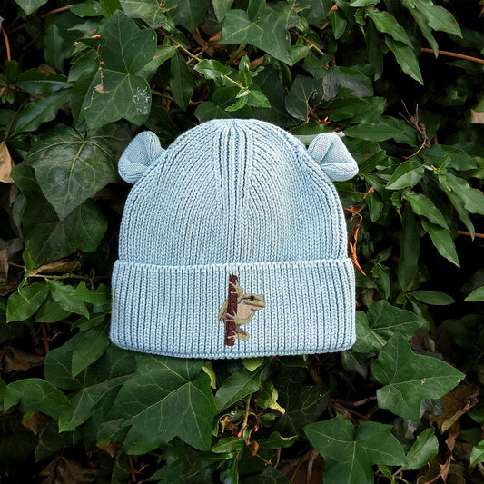 European Tree Frog Embroidered Baby Bear Beanie (up to 2 years)