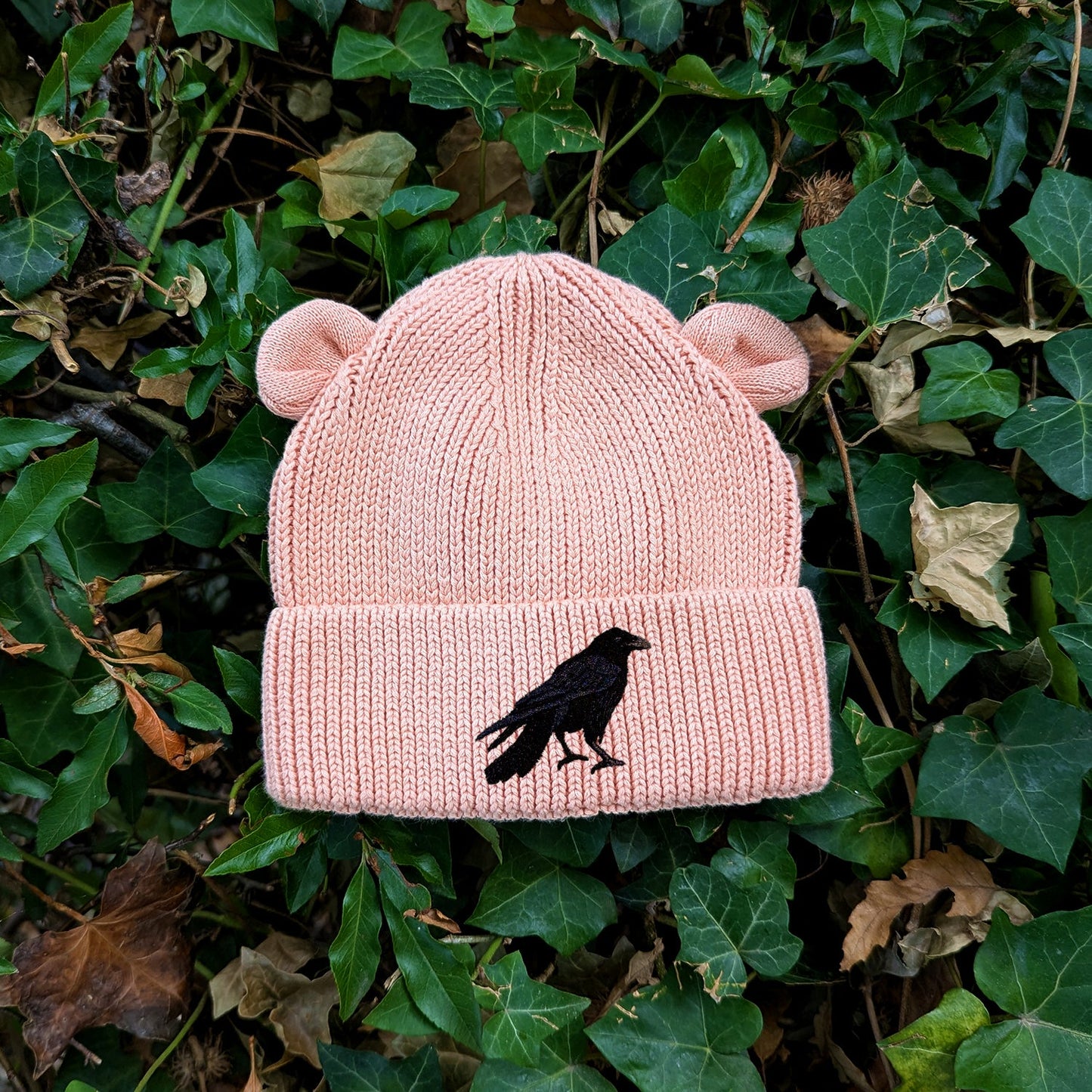 Crow Embroidered Baby Bear Beanie (up to 2 years)